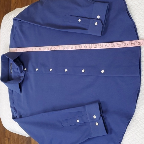 Nordstrom TechSmart Navy LongSleeve Button Up Dress Shirt Men’s Size 16.5 32-33 - Picture 8 of 16